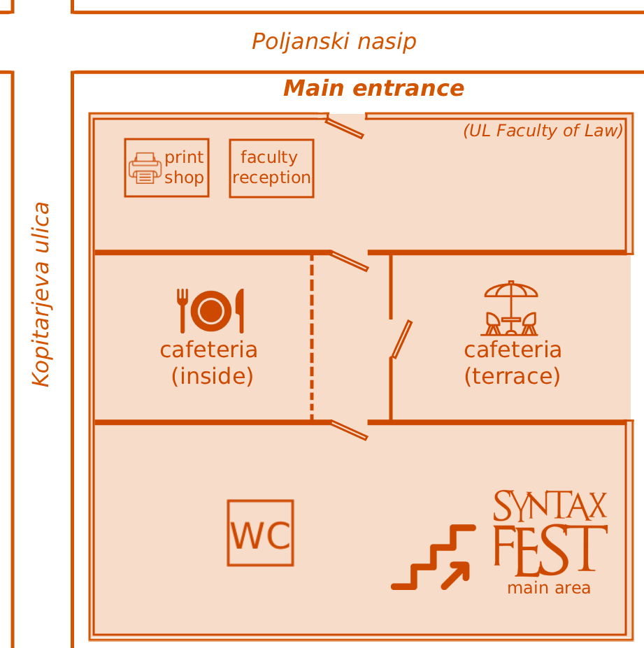 Map showing a schema of the interior of the conference venue